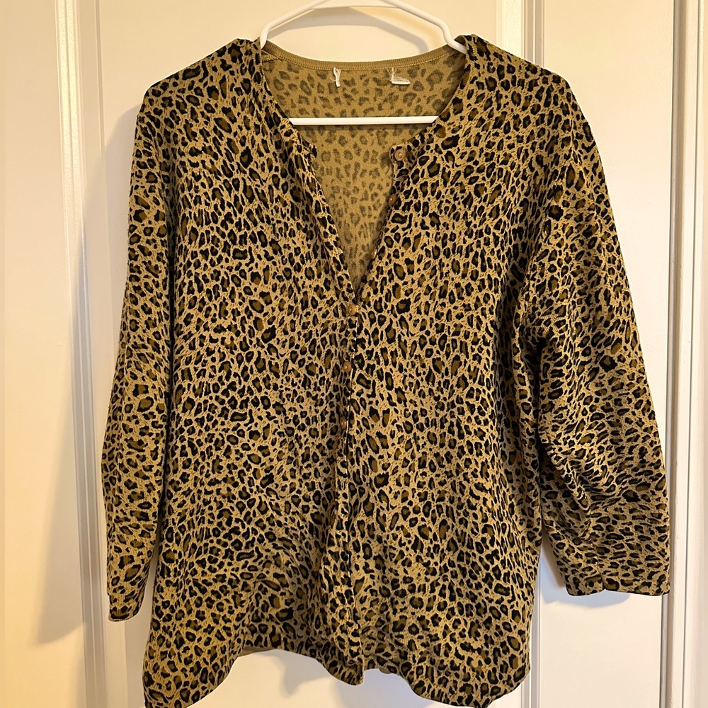 Leopard button up sweater!